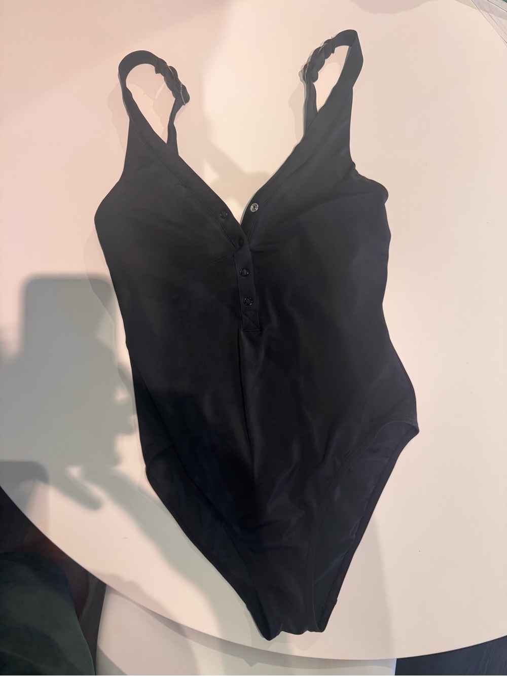 Andie Black One-Piece Swimsuit with Button Front